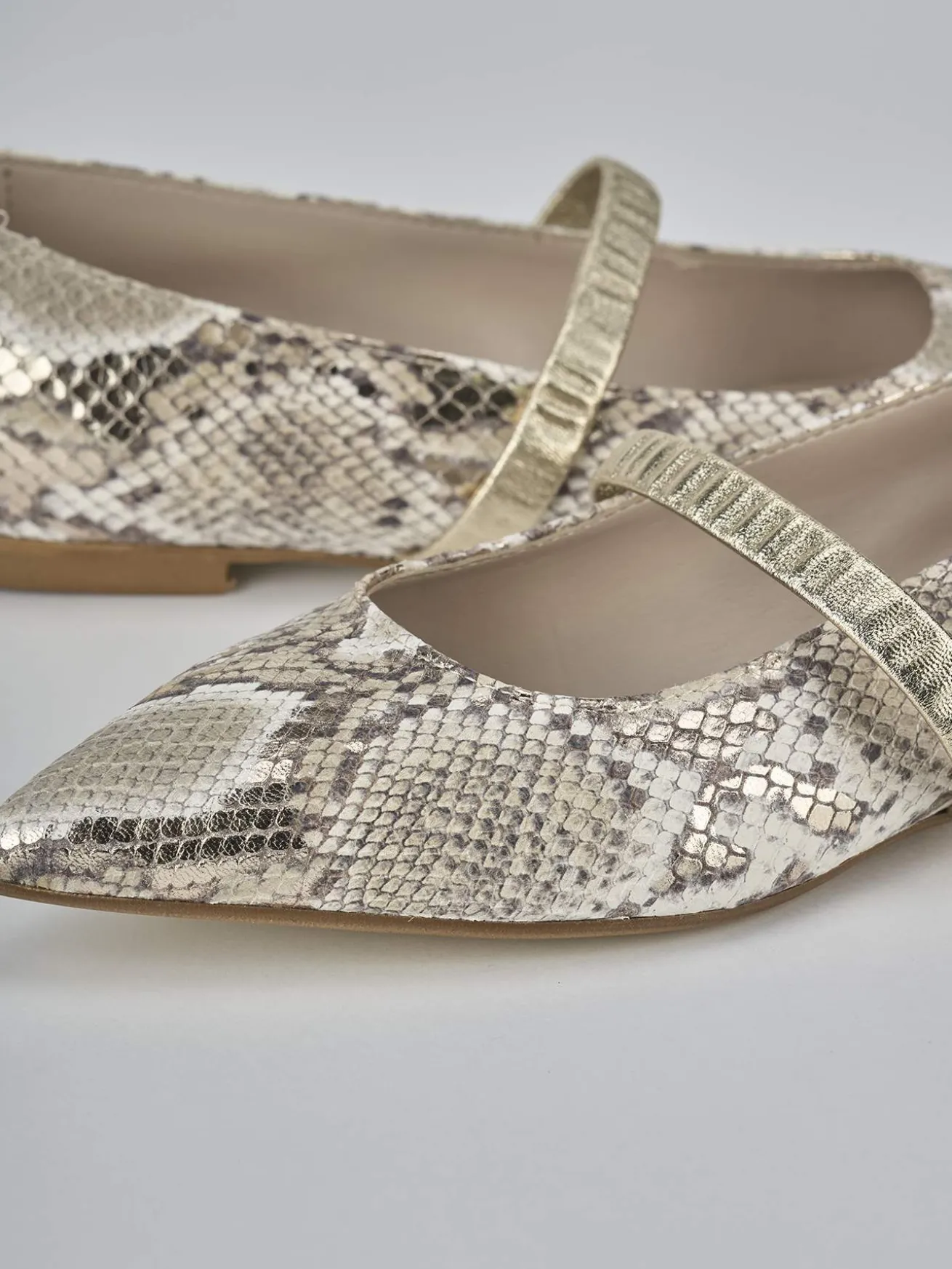 Ballerine tacco 1cm pitone oro