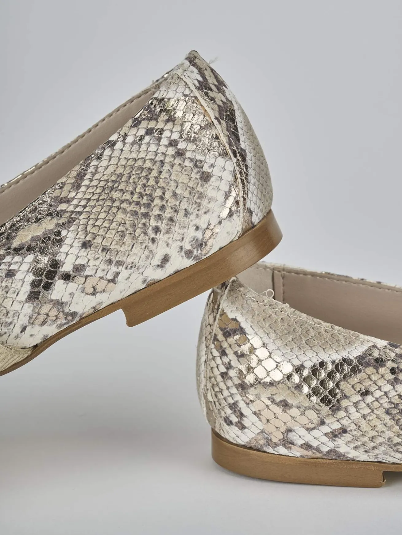 Ballerine tacco 1cm pitone oro