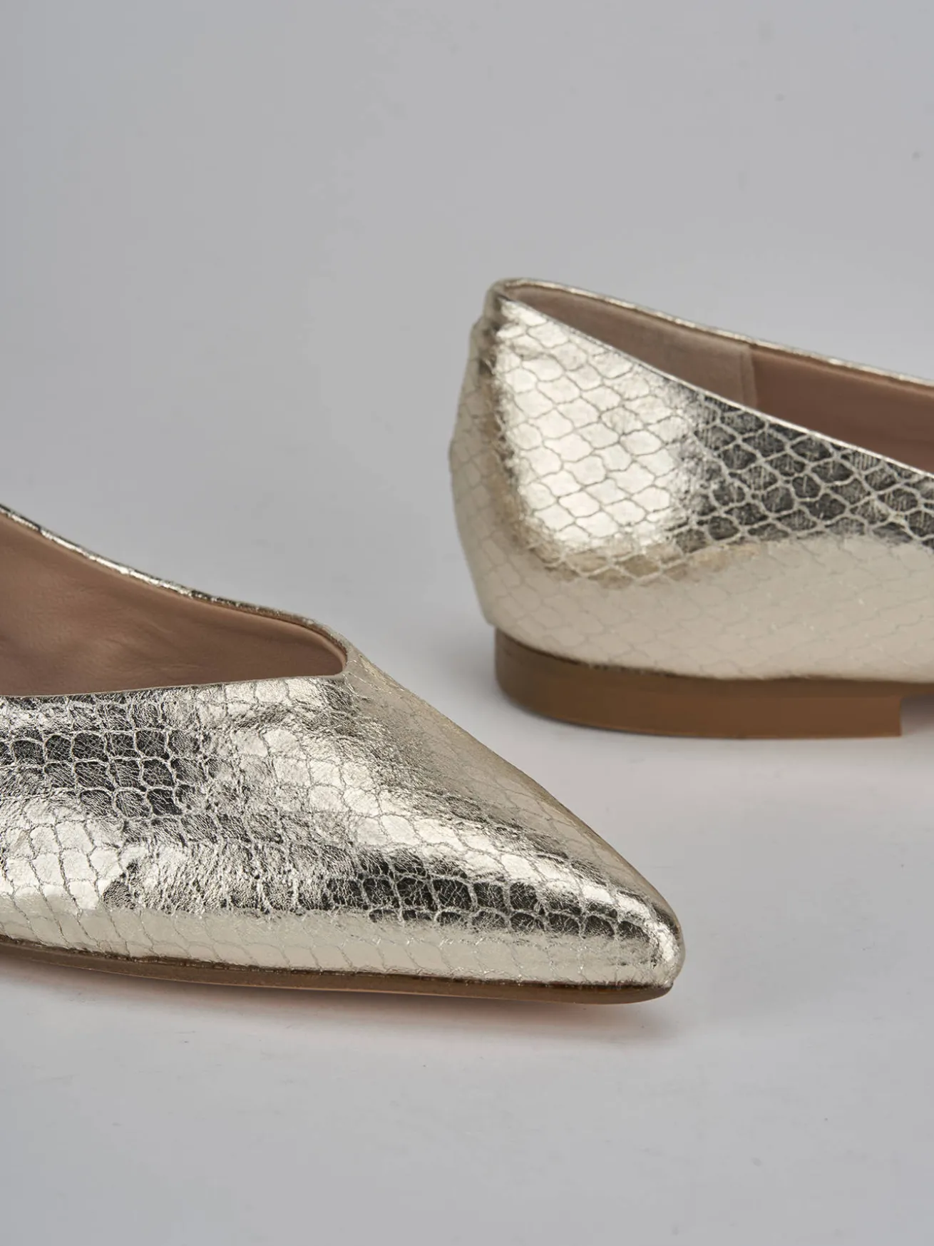 Ballerine tacco 1cm pitone oro