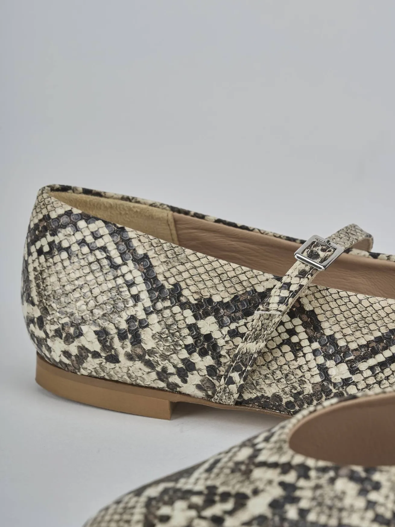 Ballerine tacco 1cm pitone beige