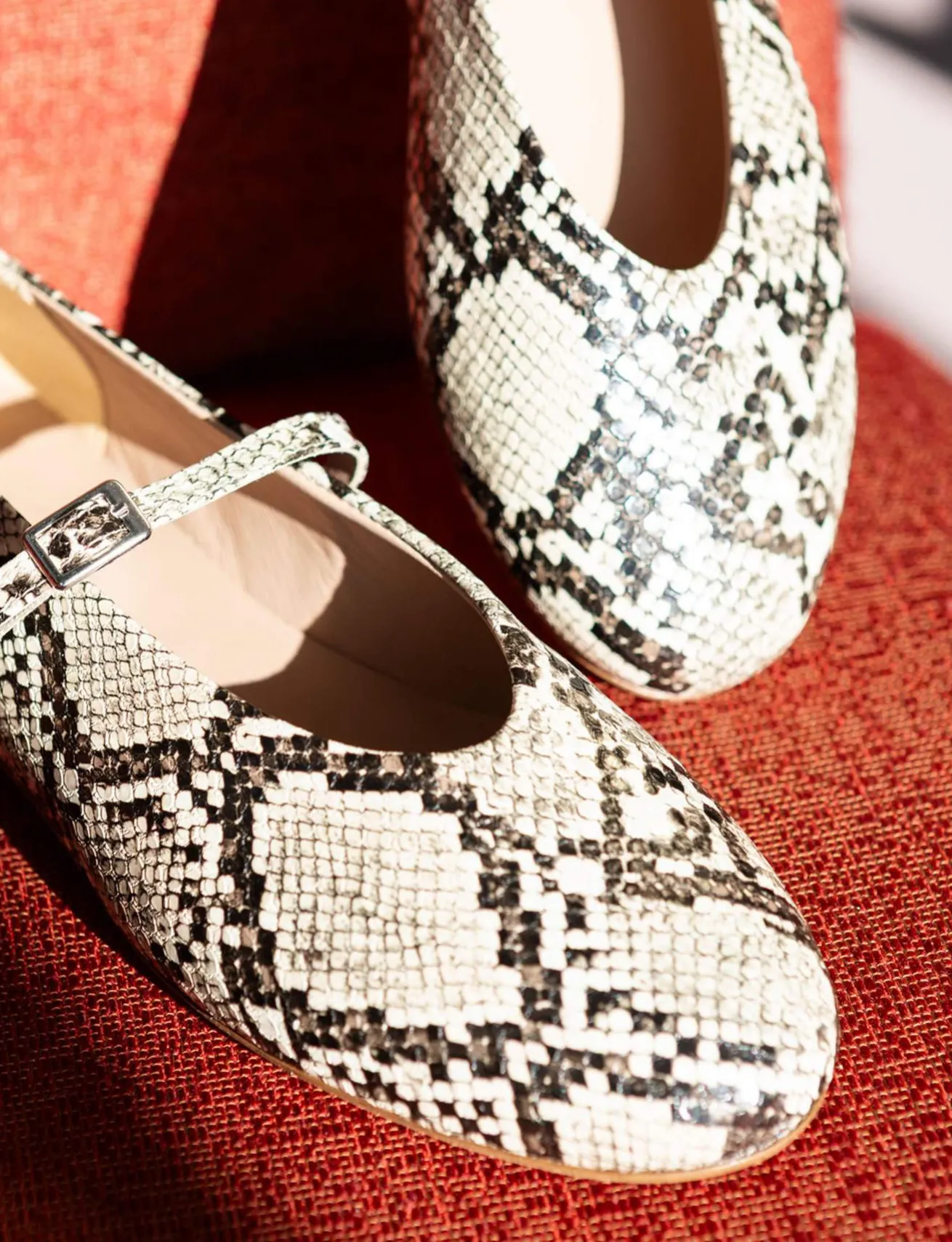 Ballerine tacco 1cm pitone beige