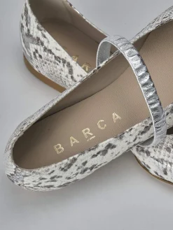 Ballerine tacco 1cm pitone argento