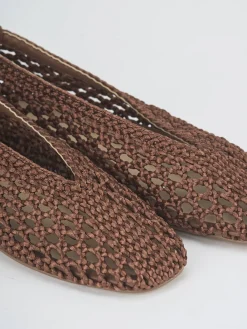 Ballerine tacco 1cm tessuto testa