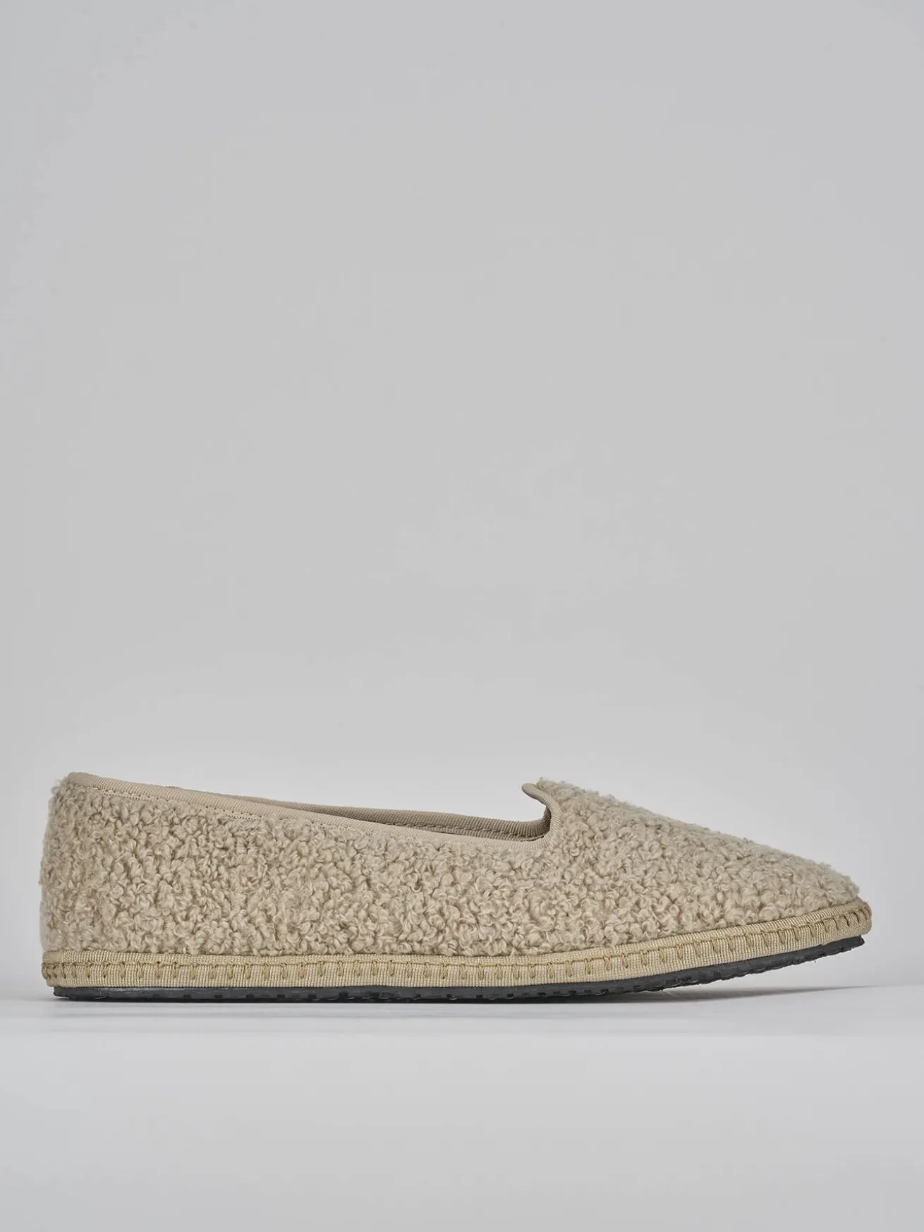 Ballerine tacco 1cm tessuto beige