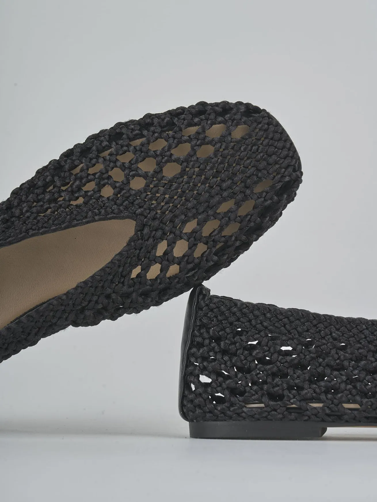 Ballerine tacco 1cm tessuto nero