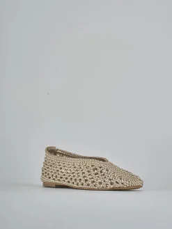 Ballerine tacco 1cm tessuto beige