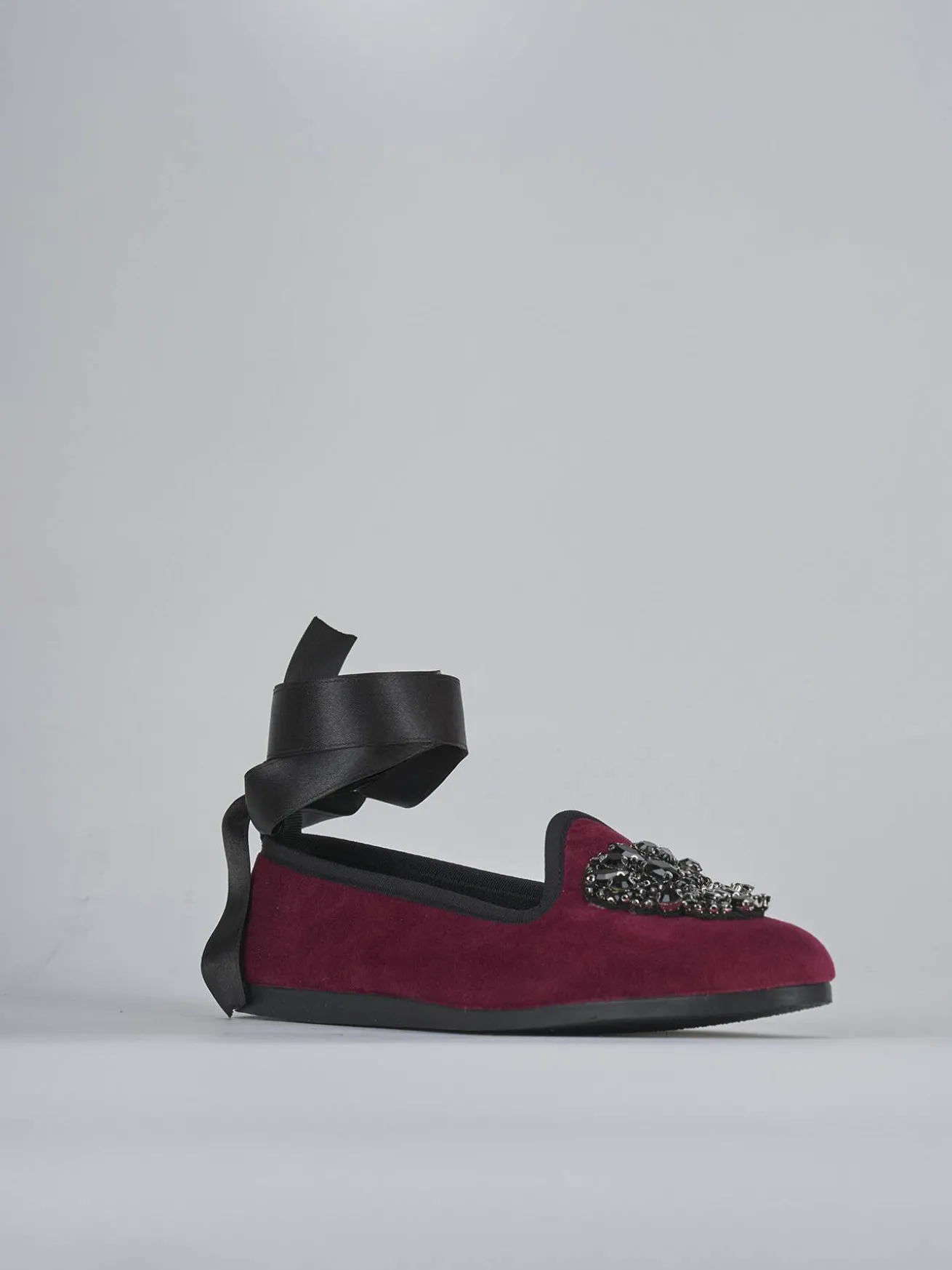 Ballerine tacco 1cm velluto bordo'