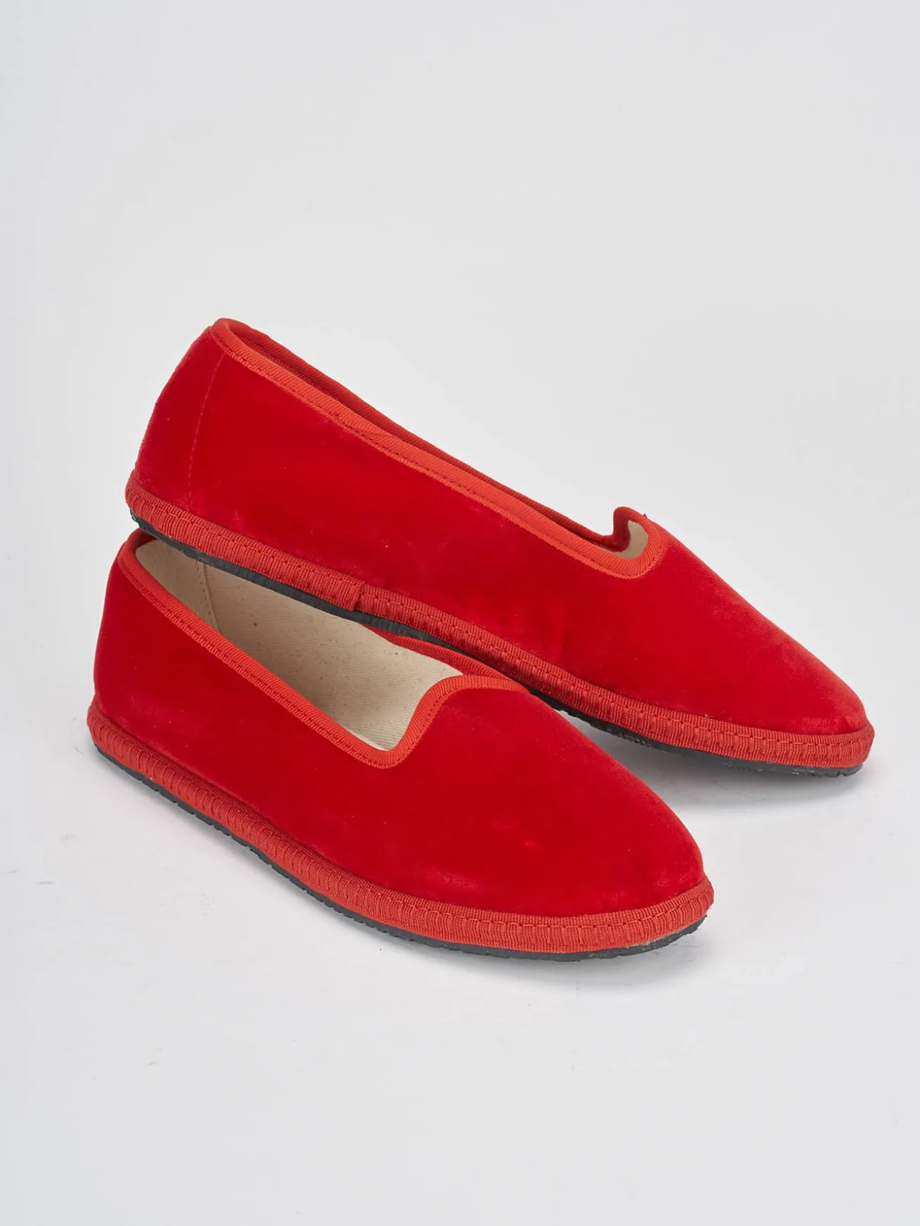 Ballerine tacco 1cm velluto rosso