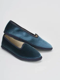 Ballerine tacco 1cm velluto blu