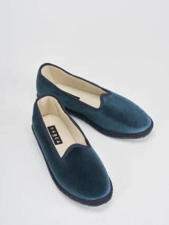 Ballerine tacco 1cm velluto blu