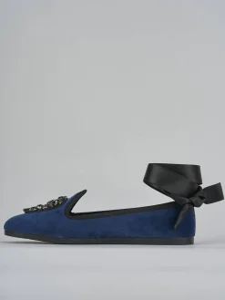 Ballerine tacco 1cm velluto blu