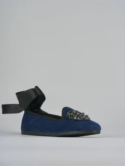 Ballerine tacco 1cm velluto blu