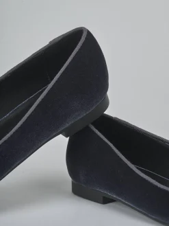 Ballerine tacco 1cm velluto blu