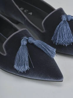 Ballerine tacco 1cm velluto blu