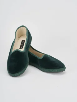 Ballerine tacco 1cm velluto verde