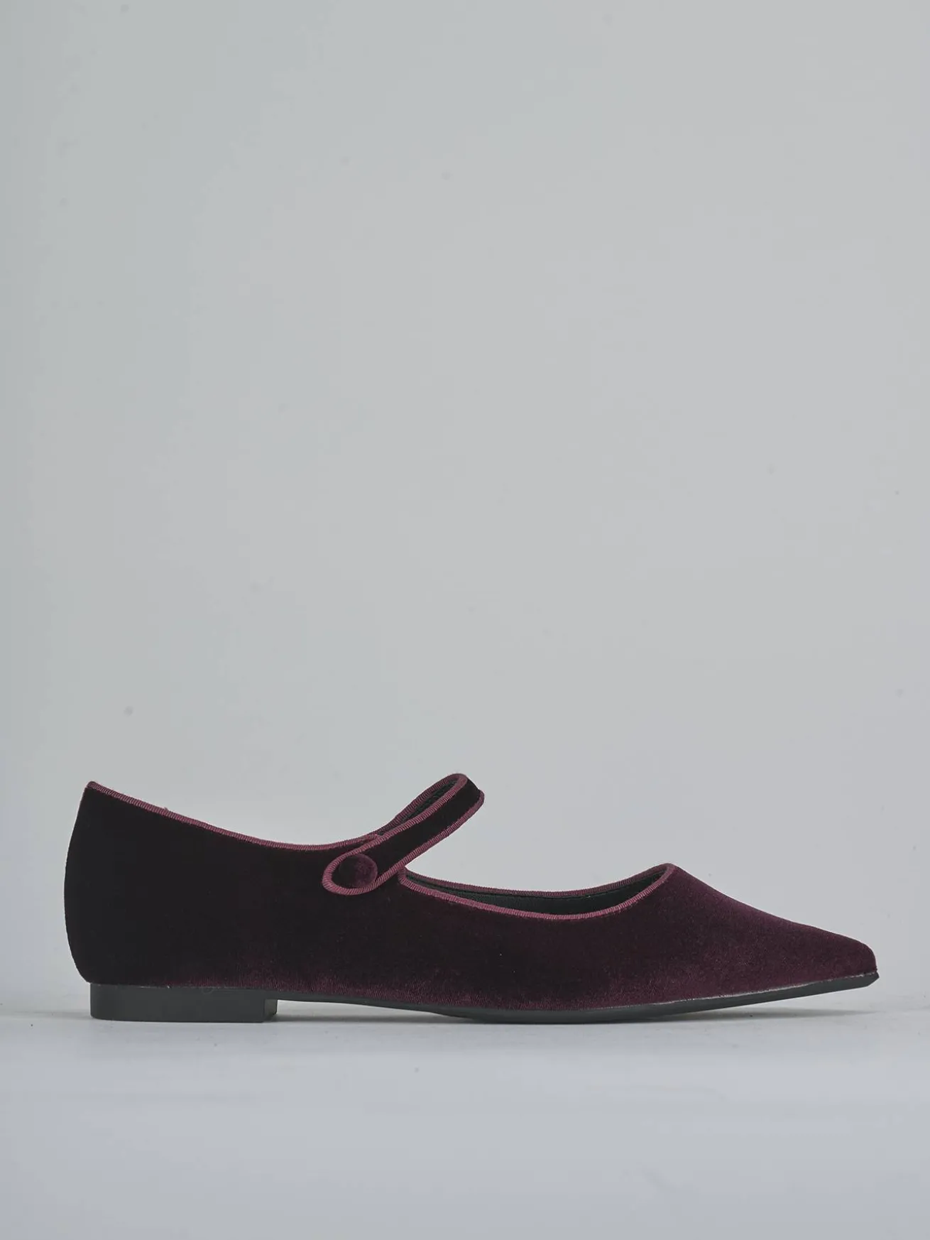 Ballerine tacco 1cm velluto bordo'