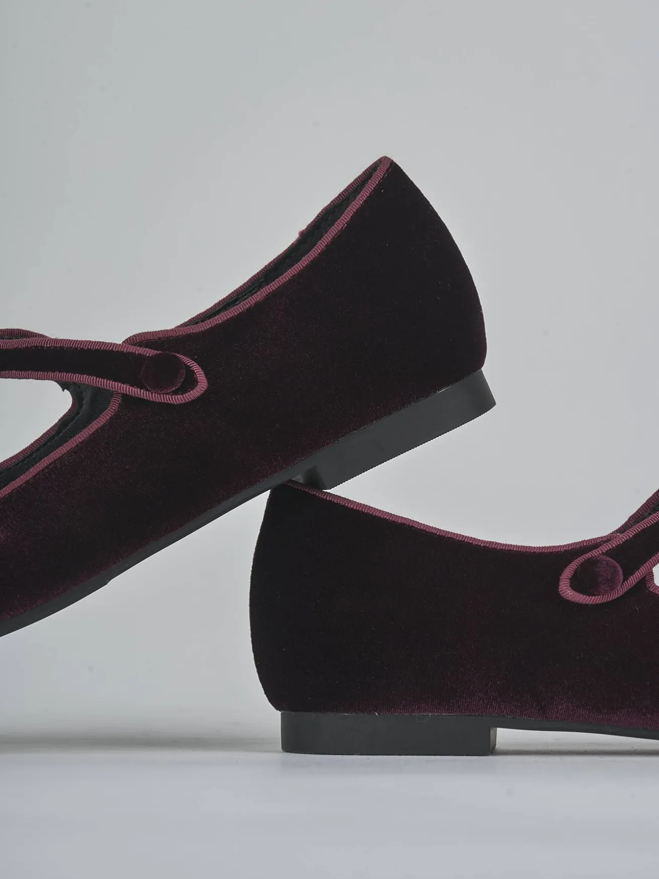 Ballerine tacco 1cm velluto bordo'