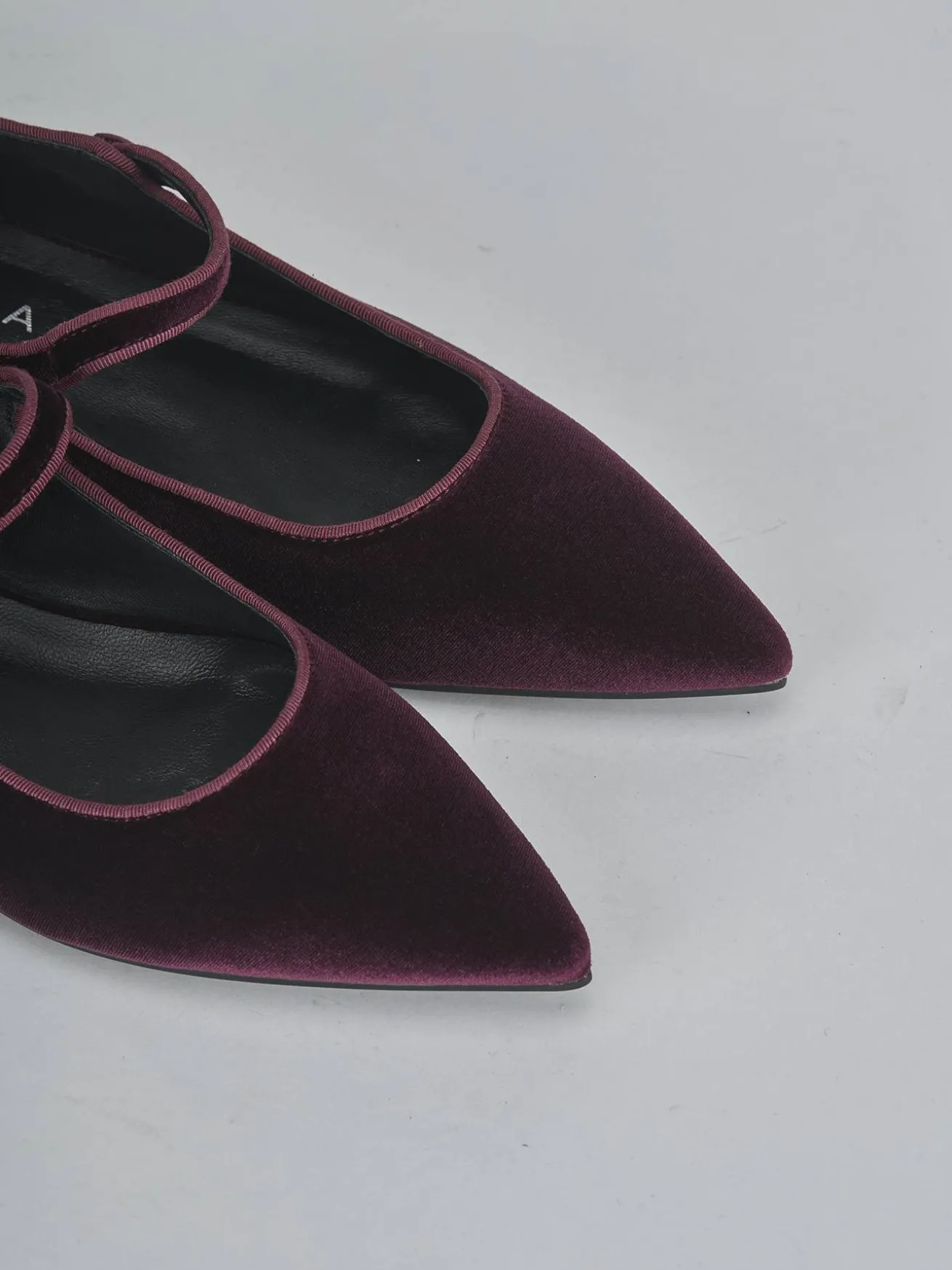 Ballerine tacco 1cm velluto bordo'