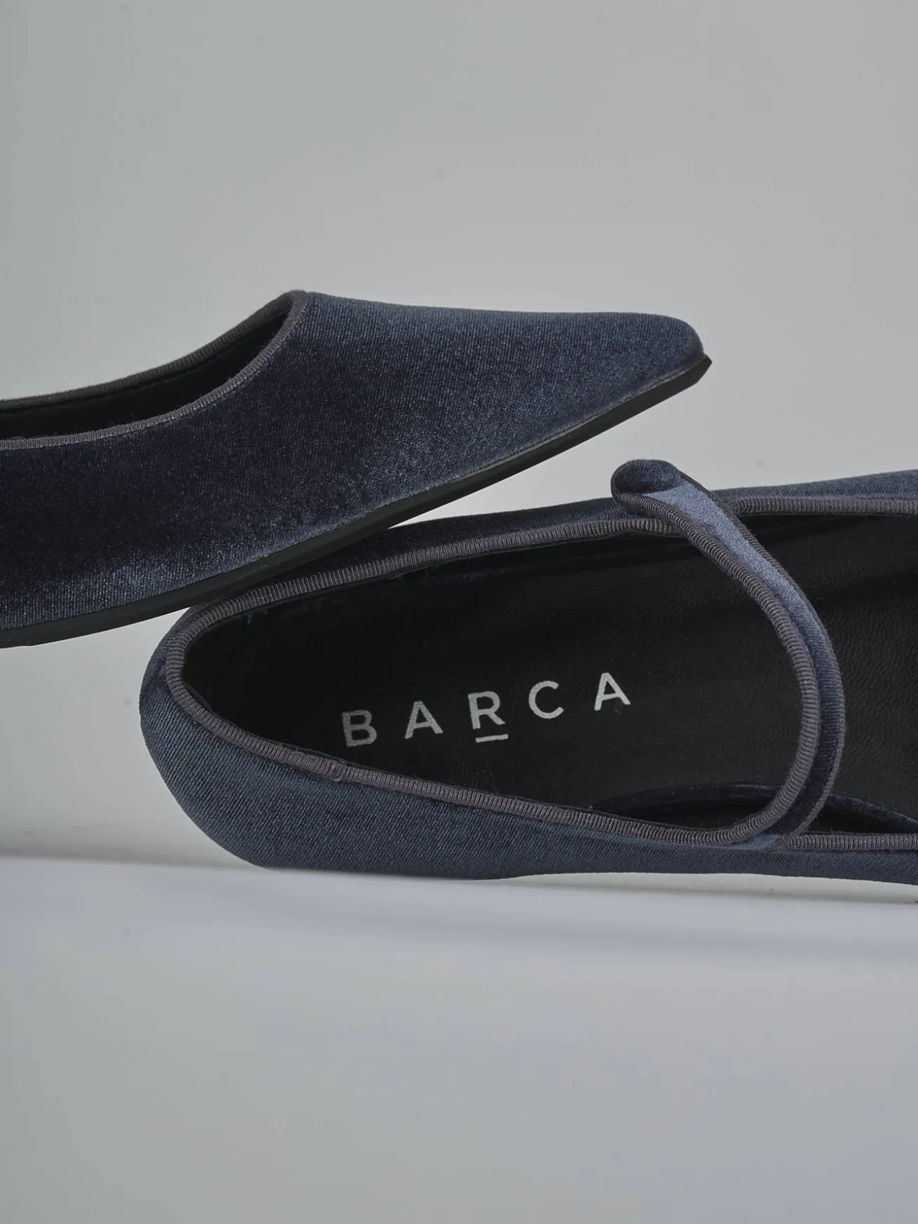 Ballerine tacco 1cm velluto blu