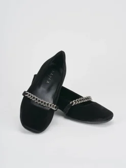 Ballerine tacco 1cm velluto nero