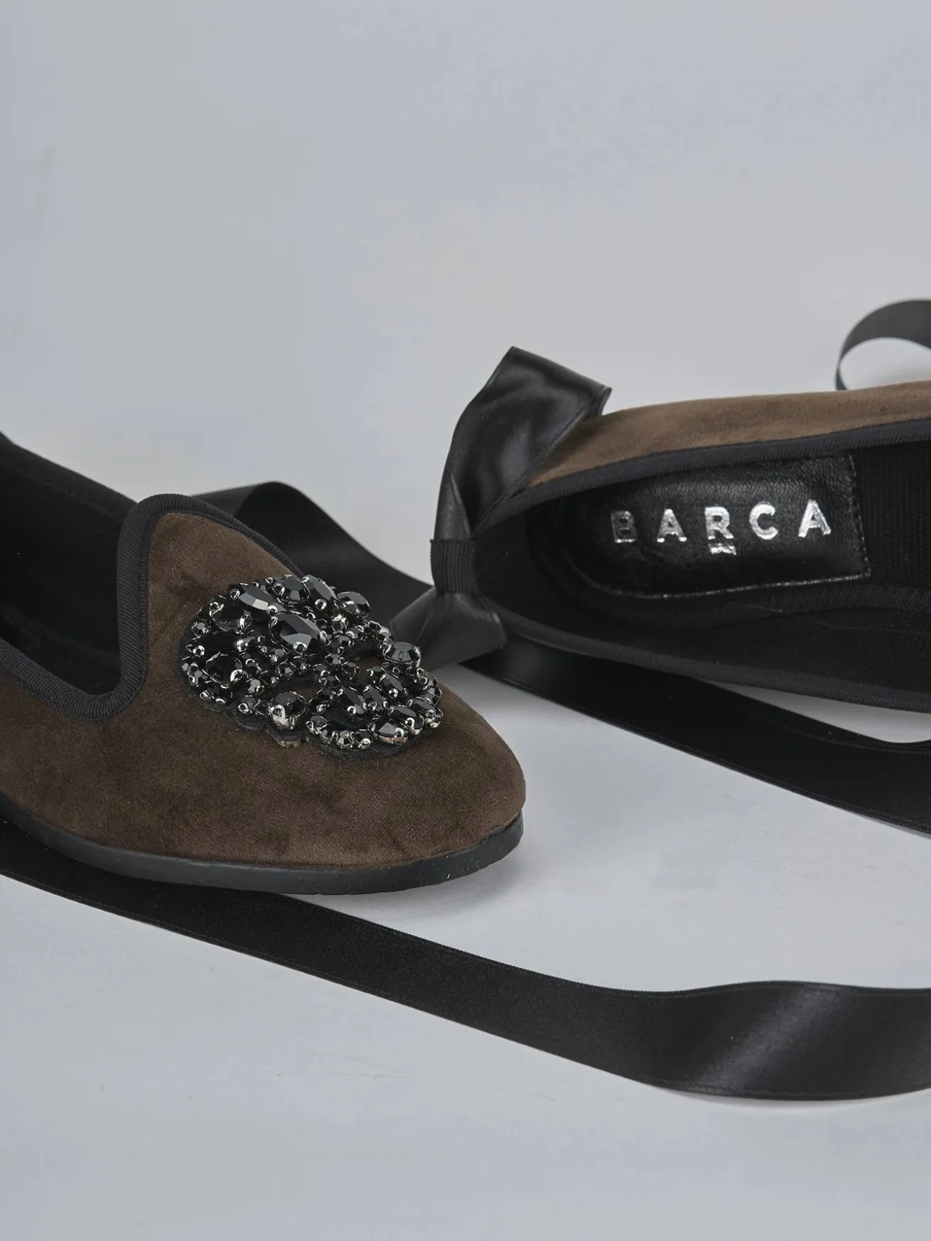 Ballerine tacco 1cm velluto testa