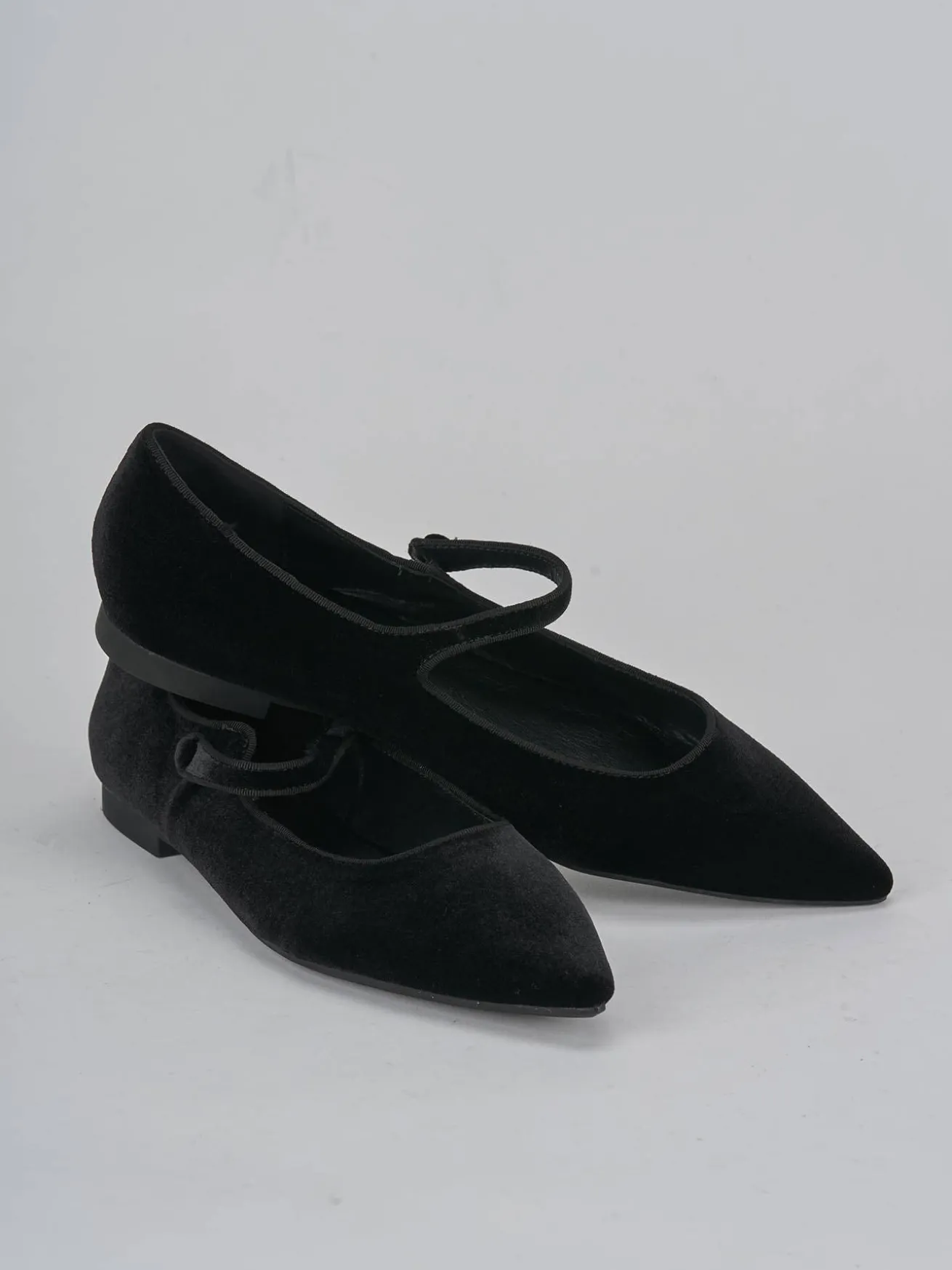 Ballerine tacco 1cm velluto nero