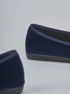 Ballerine tacco 1cm velluto blu