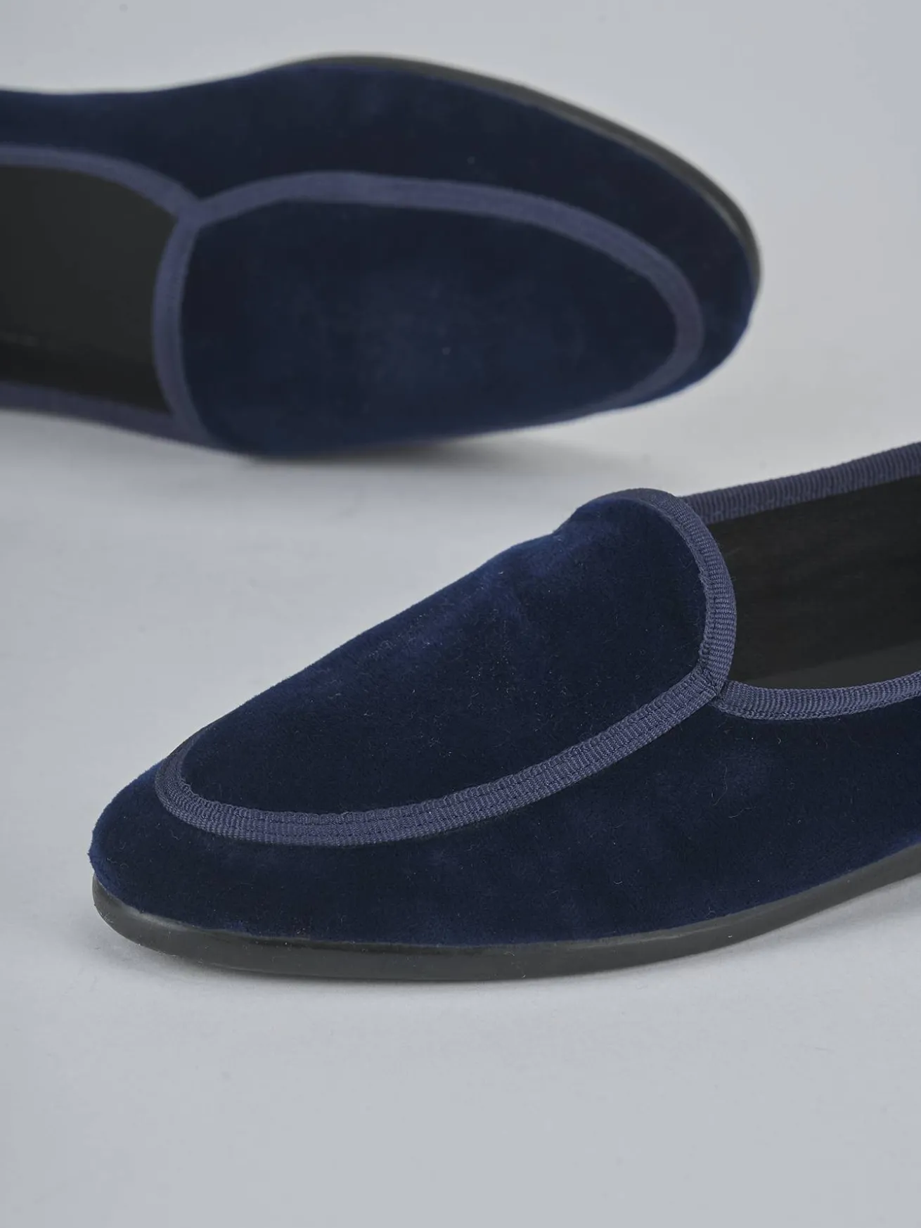 Ballerine tacco 1cm velluto blu