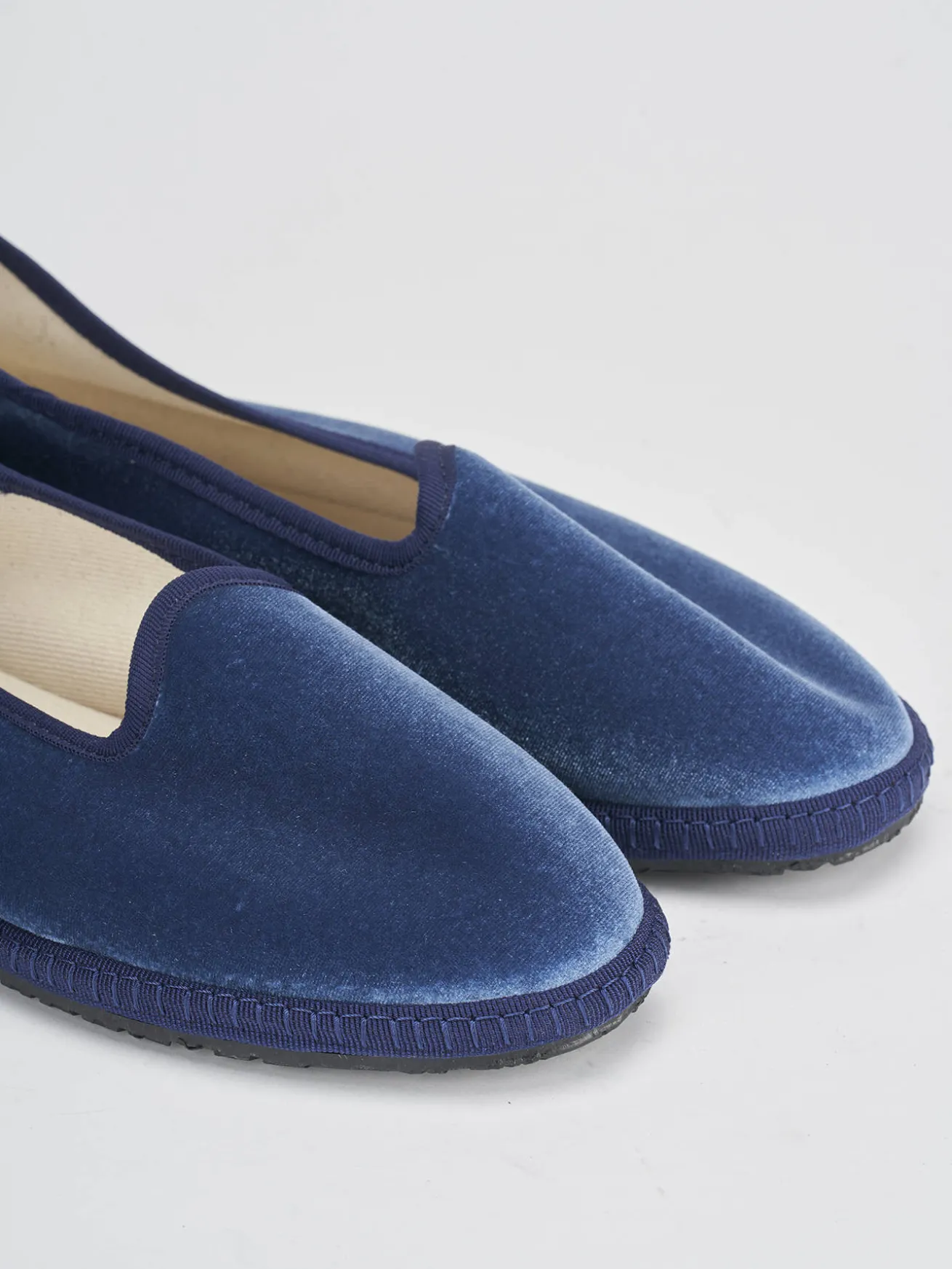 Ballerine tacco 1cm velluto blu