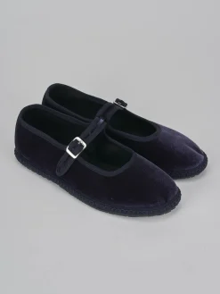 Ballerine tacco 1cm velluto viola