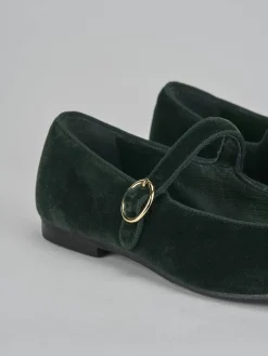 Ballerine tacco 1cm velluto verde