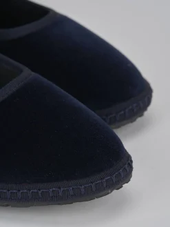 Ballerine tacco 1cm velluto blu