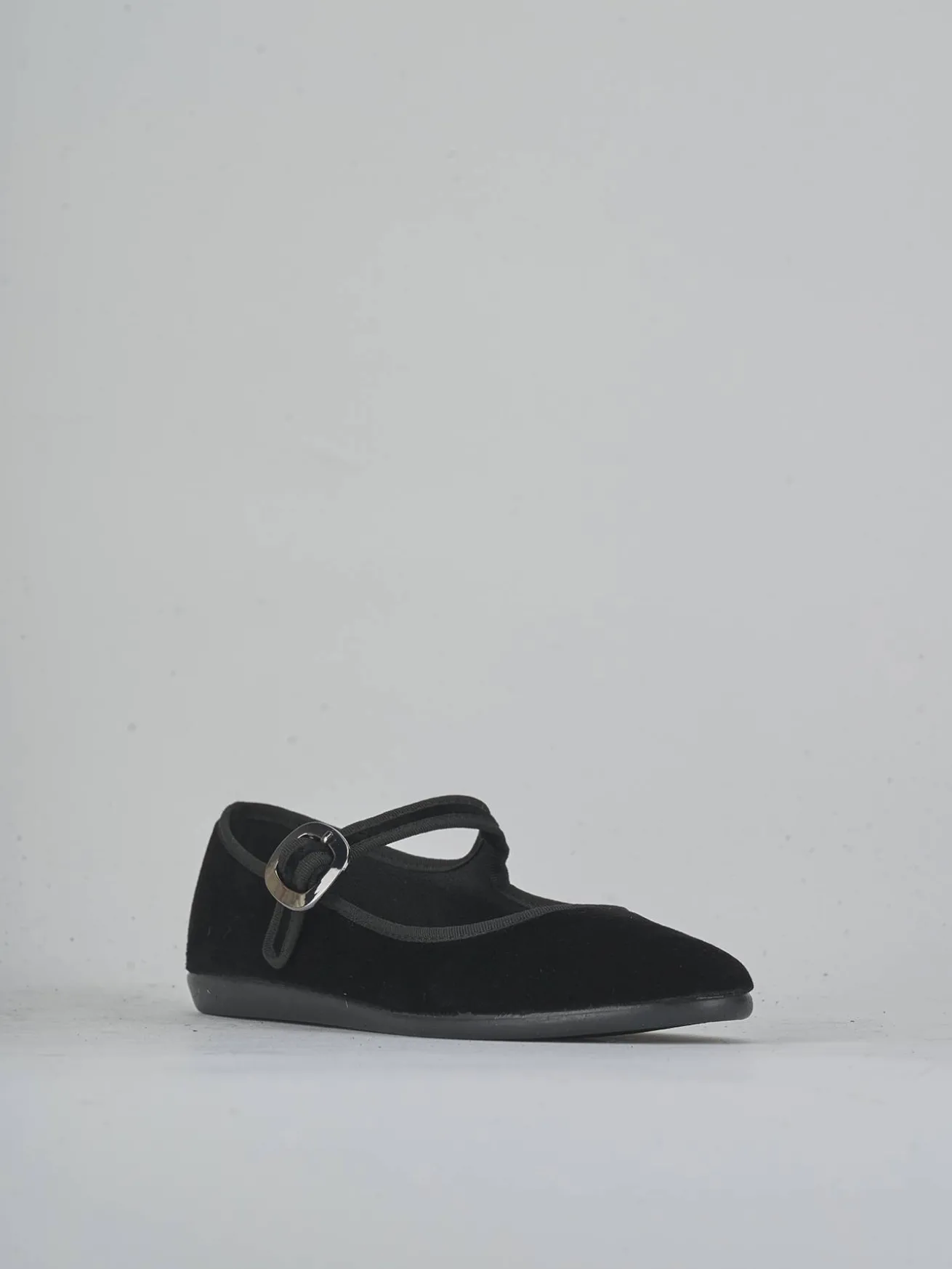 Ballerine tacco 1cm velluto nero