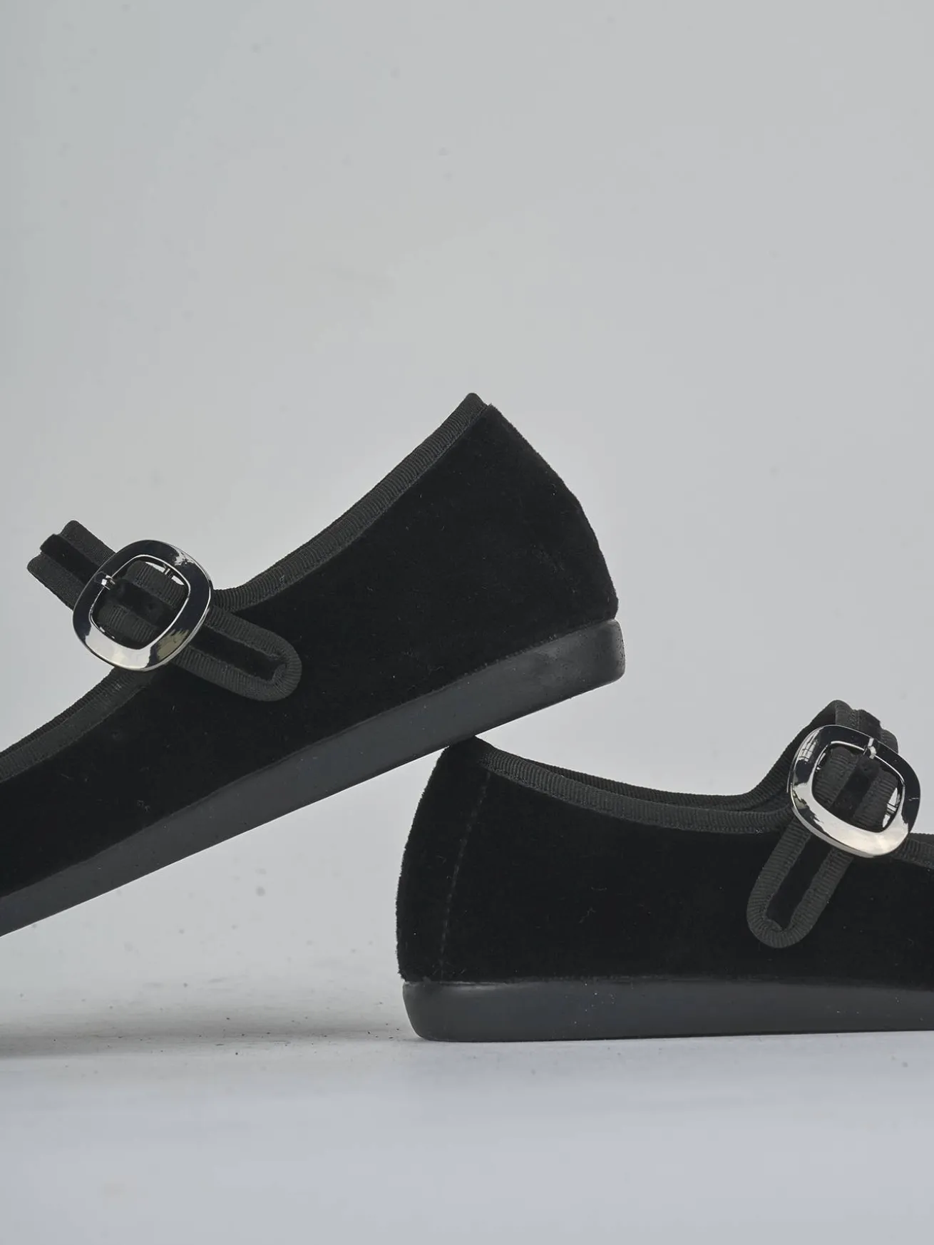 Ballerine tacco 1cm velluto nero