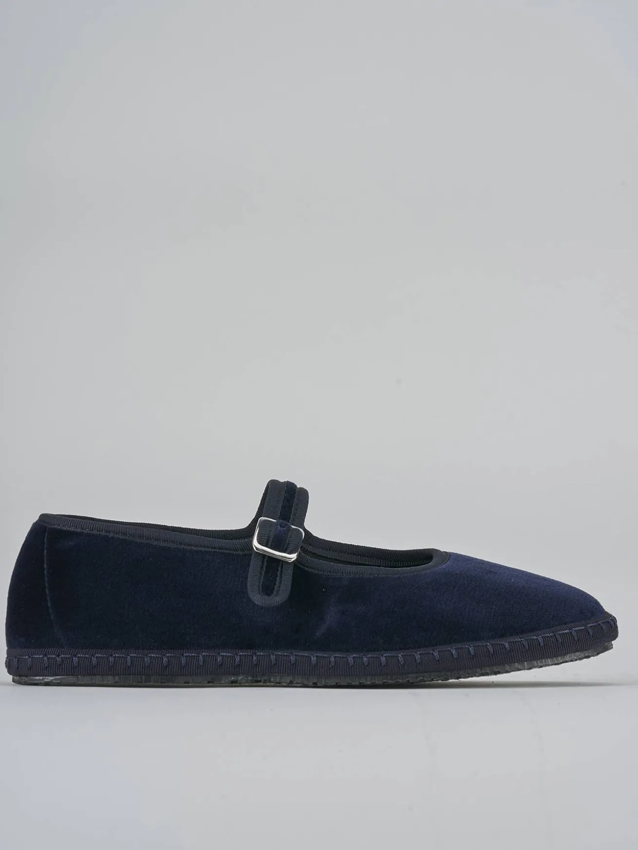 Ballerine tacco 1cm velluto blu