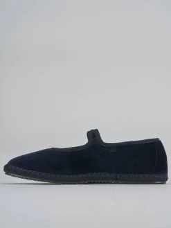 Ballerine tacco 1cm velluto blu