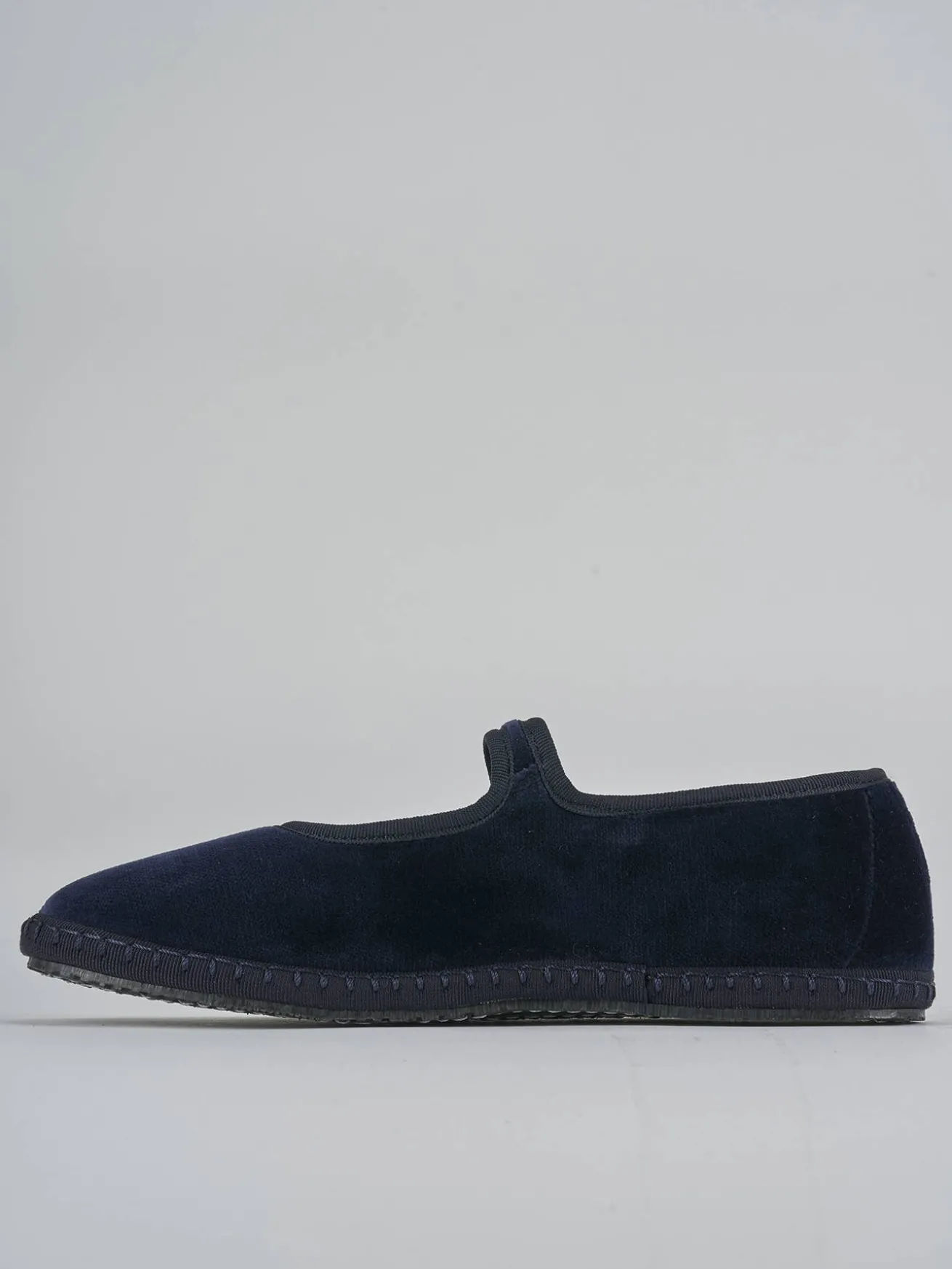 Ballerine tacco 1cm velluto blu