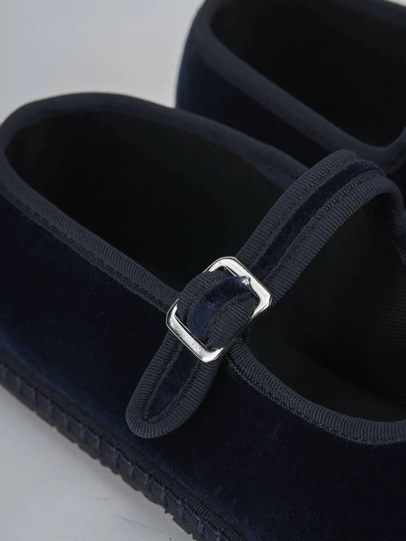 Ballerine tacco 1cm velluto blu