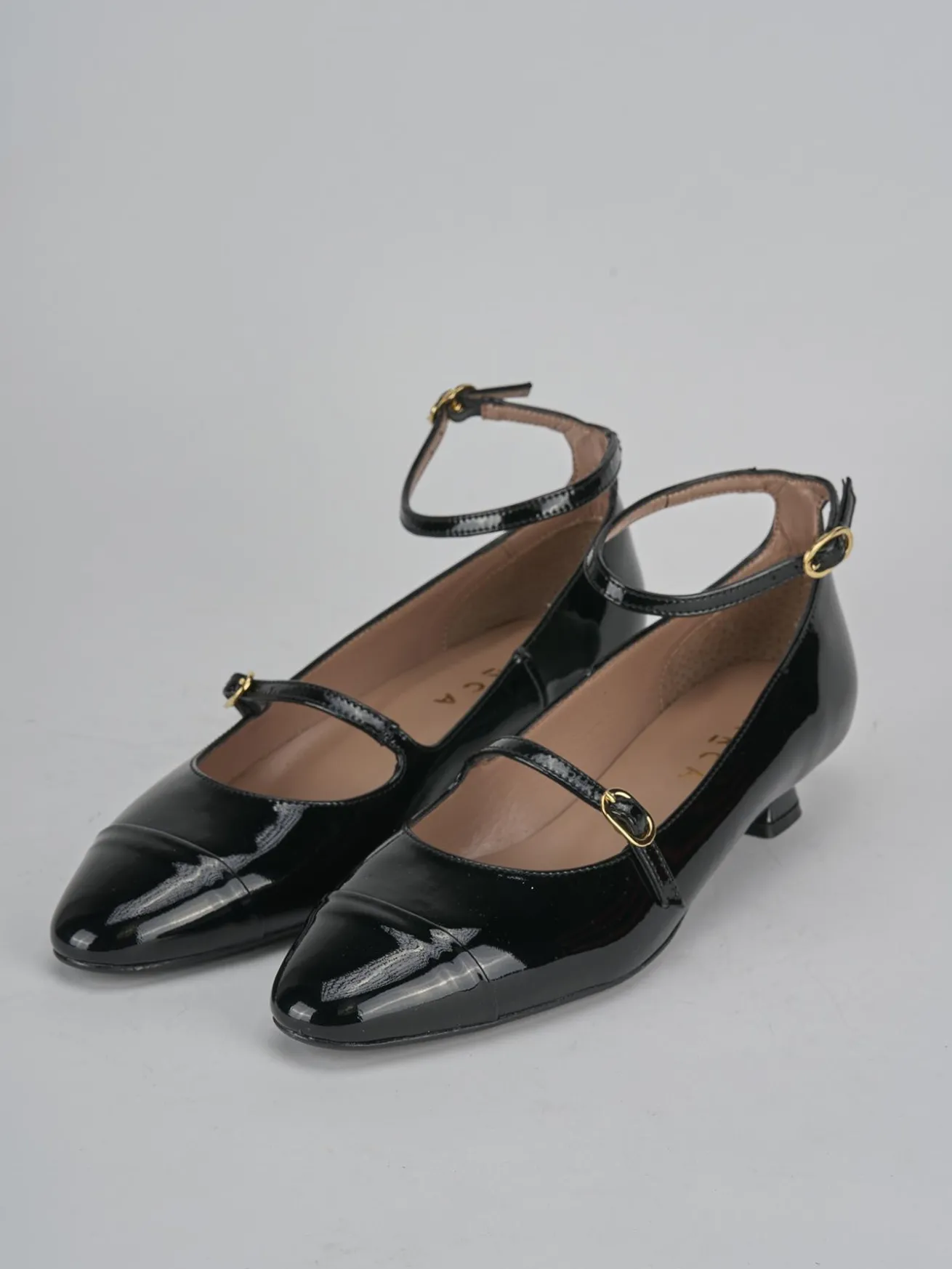 Ballerine tacco 3cm vernice nero