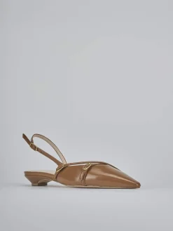 Ballerine tacco 2cm vernice marrone