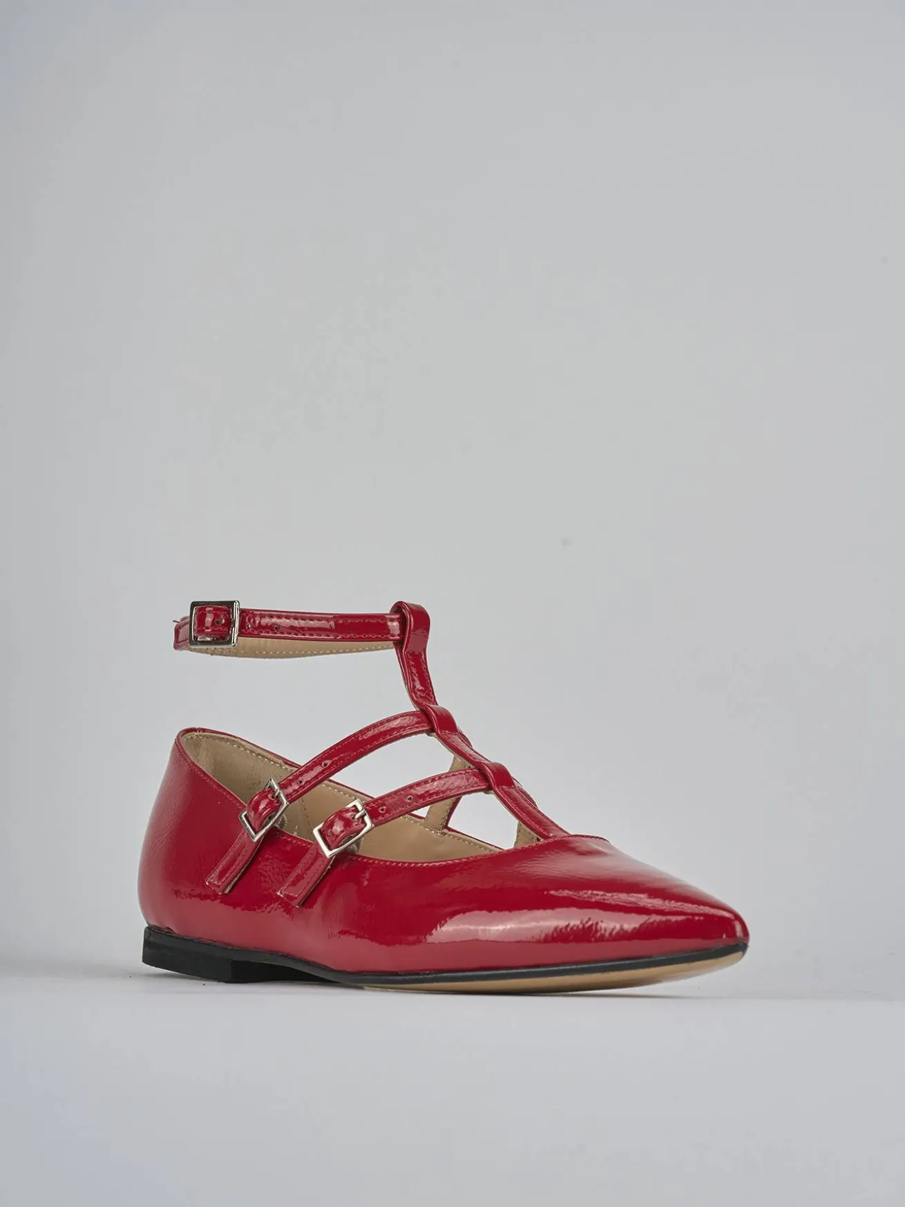 Ballerine tacco 1cm vernice rosso