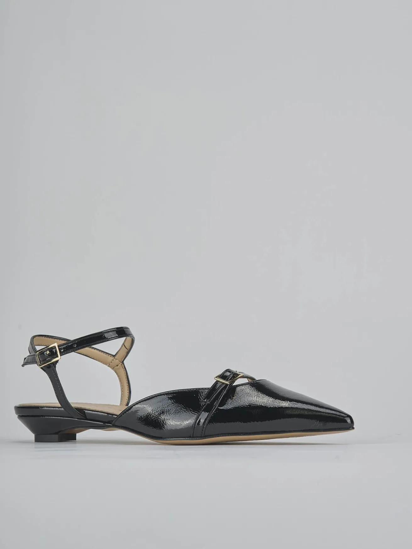 Ballerine tacco 2cm vernice nero
