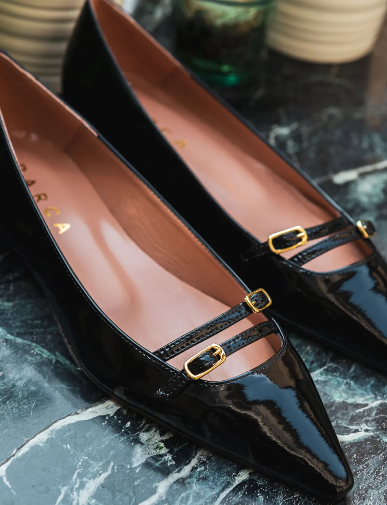 Ballerine tacco 2cm vernice nero