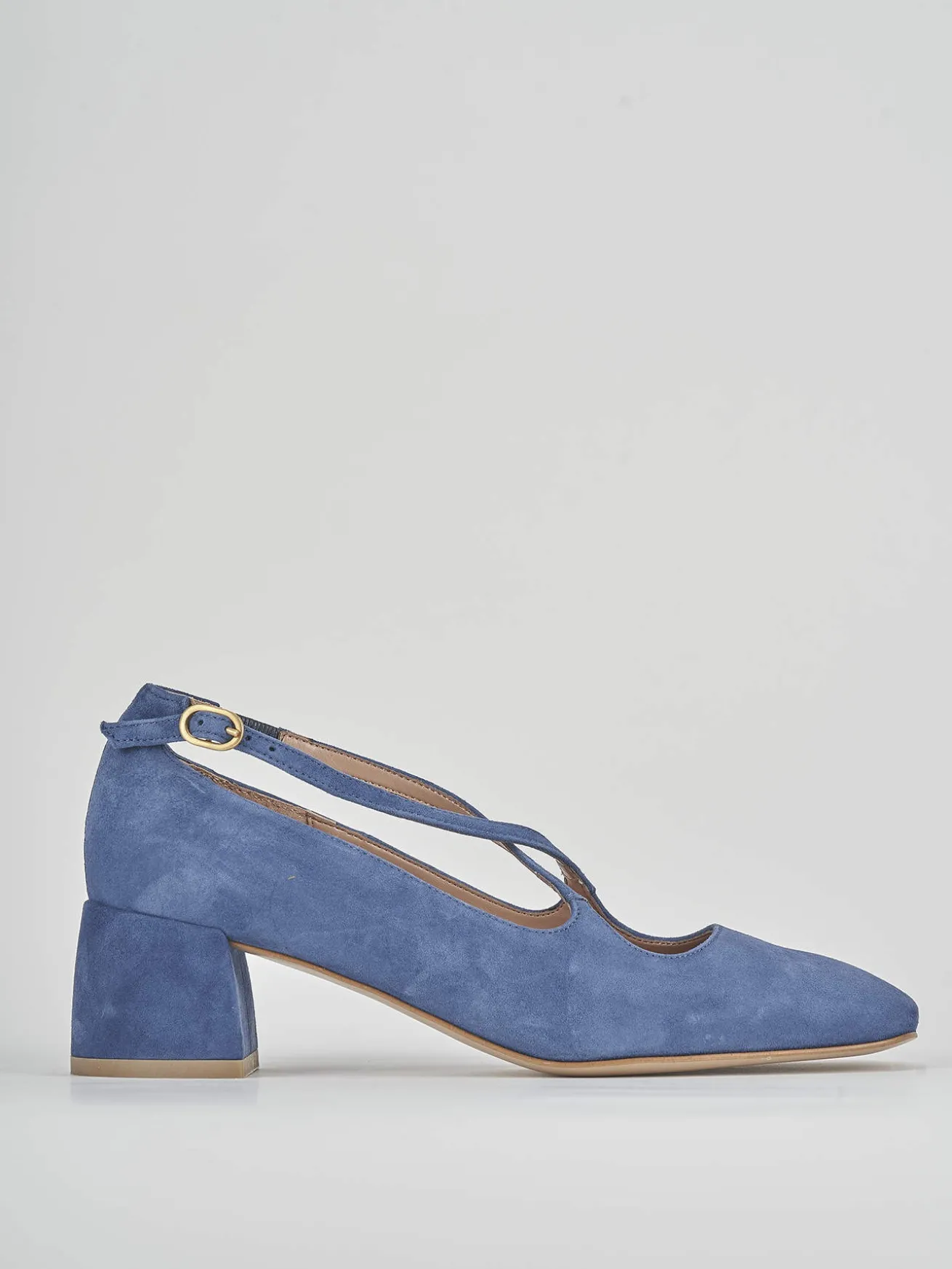 Bebè tacco 5 cm blu camoscio