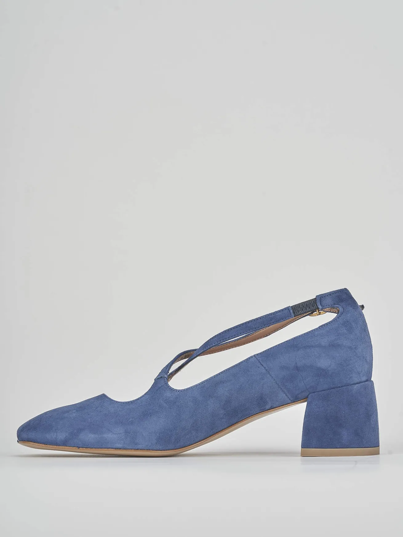 Bebè tacco 5 cm blu camoscio