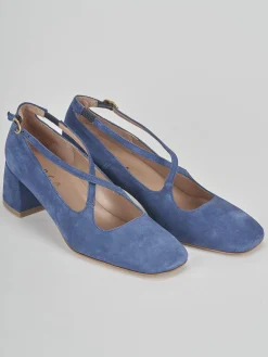 Bebè tacco 5 cm blu camoscio