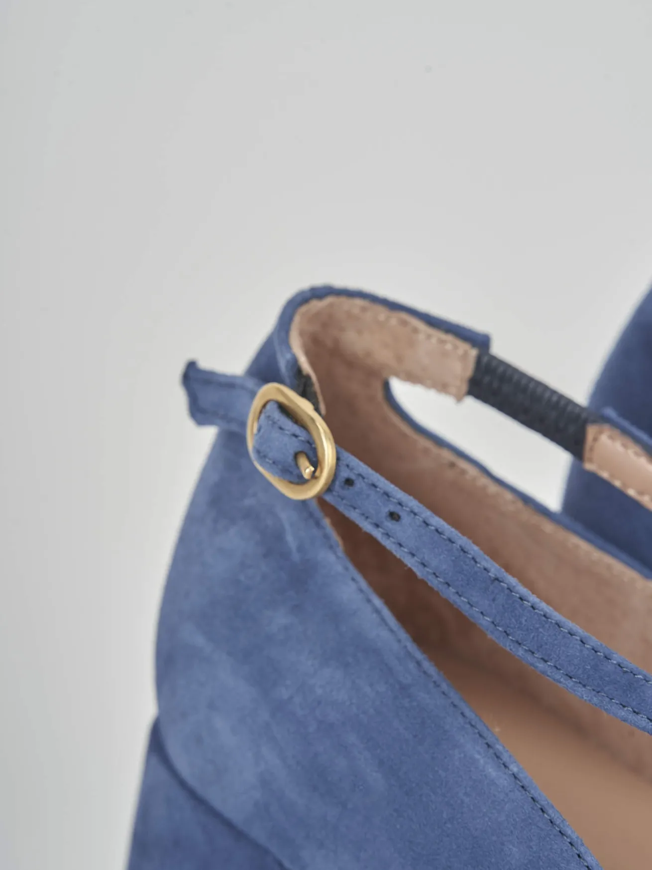 Bebè tacco 5 cm blu camoscio