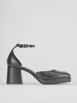 Bebe' tacco 5 cm nero pelle