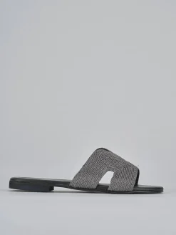 Ciabatta tacco 1 cm grigio pelle