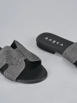 Ciabatta tacco 1 cm grigio pelle